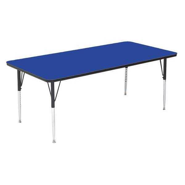 Rectangle Adjustable Height Activity Kids School Table, High Pressure Laminate, Blue