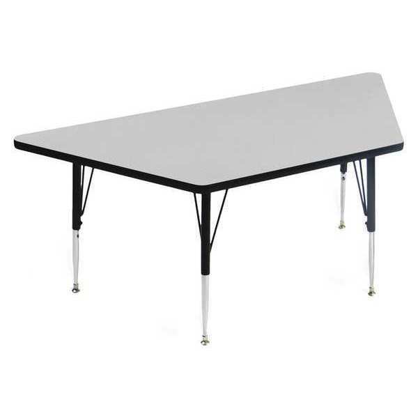 Trapezoidal Adjustable Height Activity Kids School Table, High Pressure Laminate, Gray Granite