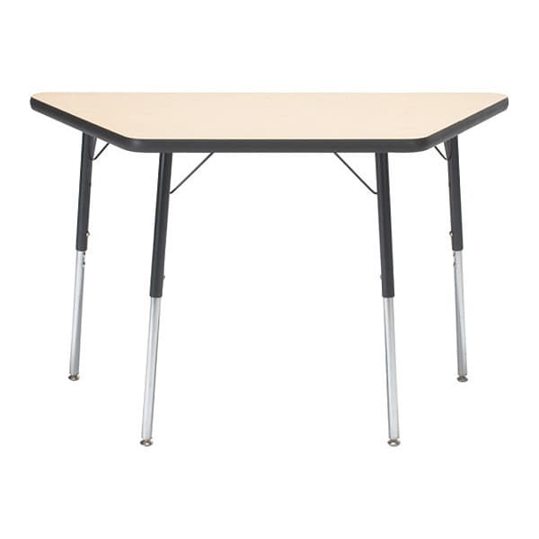 Trapezoidal Adjustable Height Activity Kids School Table, High Pressure Laminate, Fusion Maple