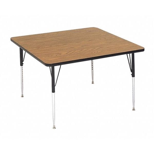 Square Adjustable Height Activity Kids School Table, High Pressure Laminate, Walnut