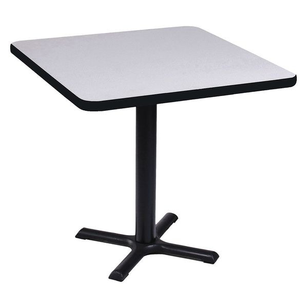 Square Cafe Bistro and Breakroom Pedestal Table, High Pressure Laminate Top, Gray Granite