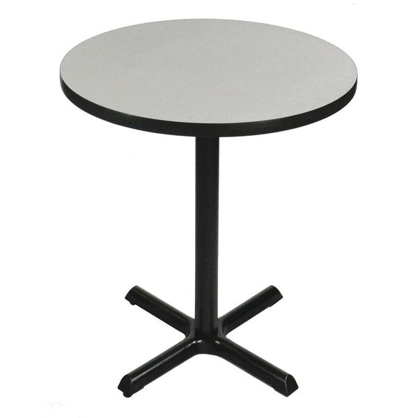 Round Cafe Bistro and Breakroom Pedestal Table, High Pressure Laminate Top, Gray Granite