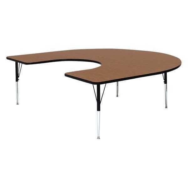 Horseshoe Adjustable Height Activity Kids School Table, High Pressure Laminate, Walnut