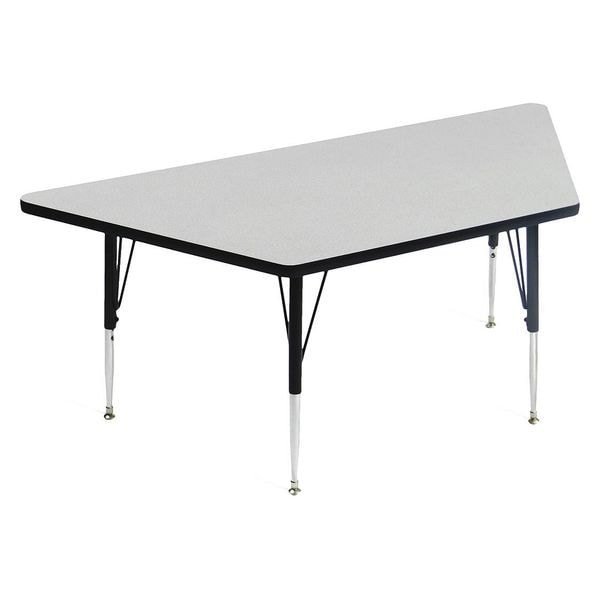 Trapezoidal Adjustable Height Activity Kids School Table, Melamine Laminate, Gray Granite