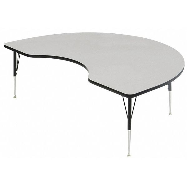 Kidney Adjustable Height Activity Kids School Table, Melamine Laminate, Gray Granite
