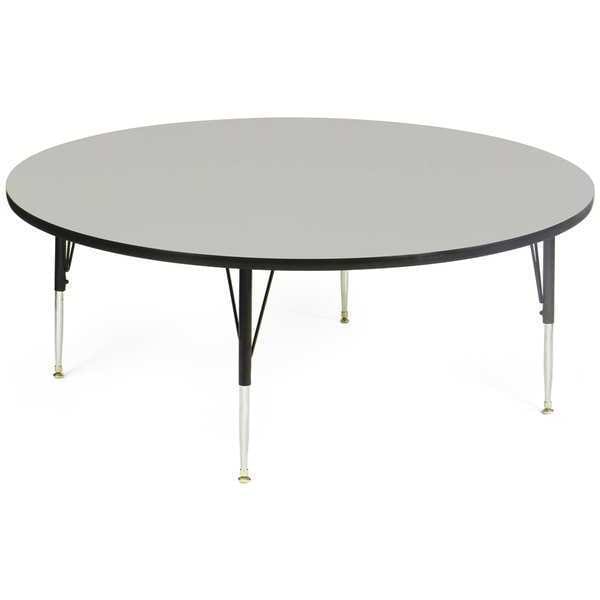 Round Adjustable Height Activity Kids School Table, High Pressure Laminate, Gray Granite
