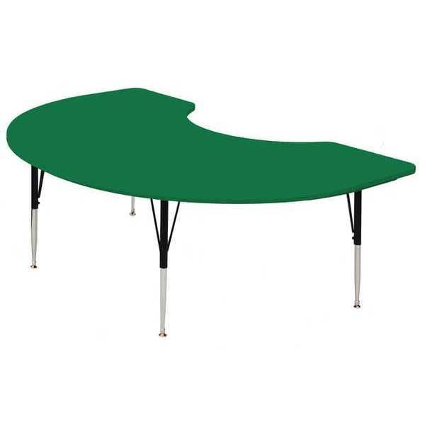 Kidney Adjustable Height Activity Kids School Plastic Blow Molded Table, Blow Molded Plastic, Green