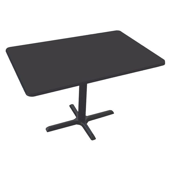 Square Cafe Bistro and Breakroom Pedestal Table, High Pressure Laminate Top, Black Granite