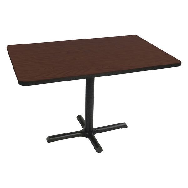 Rectangle Cafe Bistro and Breakroom Pedestal Table, High Pressure Laminate Top, Cherry