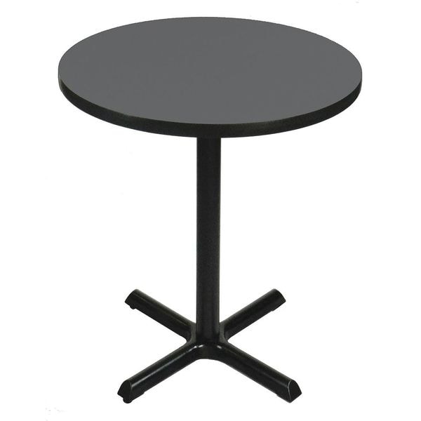 Round Cafe Bistro and Breakroom Pedestal Table, High Pressure Laminate Top, Black Granite