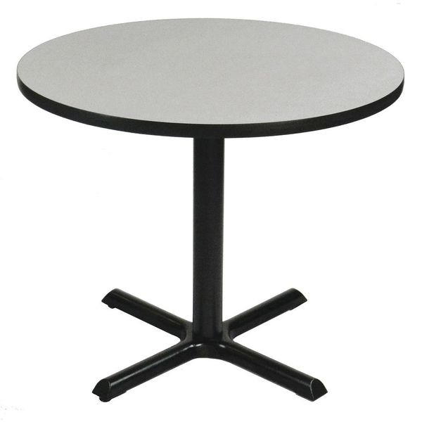 Square Cafe Bistro and Breakroom Pedestal Table, High Pressure Laminate Top, Gray Granite