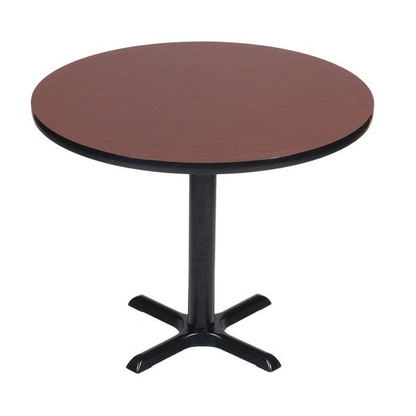 Square Cafe Bistro and Breakroom Pedestal Table, High Pressure Laminate Top, Cherry