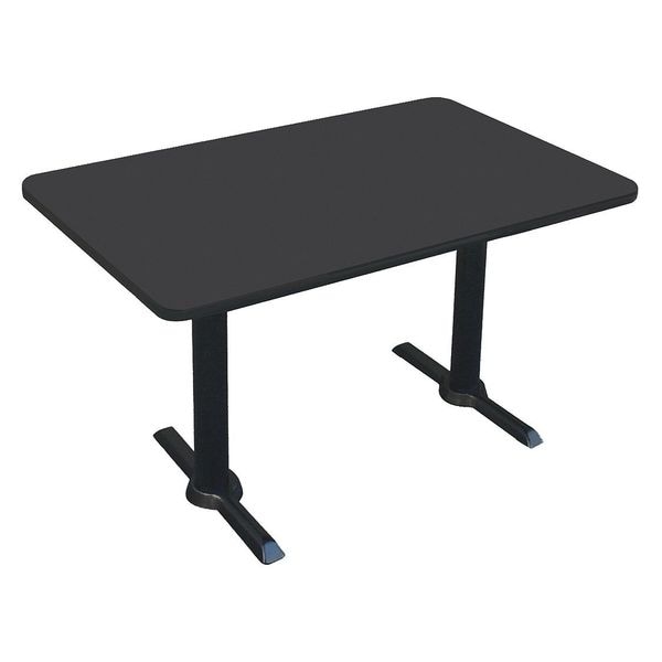 Rectangle Cafe Bistro and Breakroom Pedestal Table, High Pressure Laminate Top, Black Granite