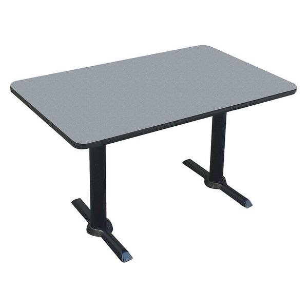 Rectangle Cafe Bistro and Breakroom Pedestal Table, High Pressure Laminate Top, Gray