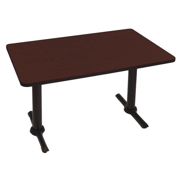 Rectangle Cafe Bistro and Breakroom Pedestal Table, High Pressure Laminate Top, Cherry