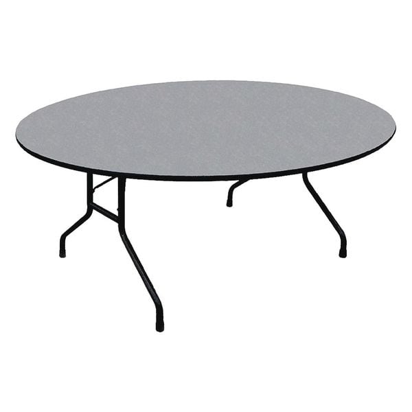 Round Commerical Folding Utility Table, High Pressure Laminate Top, Gray Granite