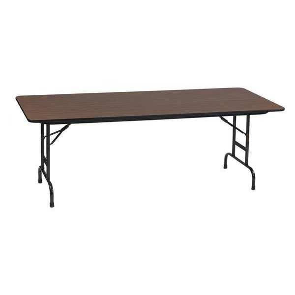 Rectangle Commerical Adjustable Height Folding Utility Table, High Pressure Laminate Top, Walnut
