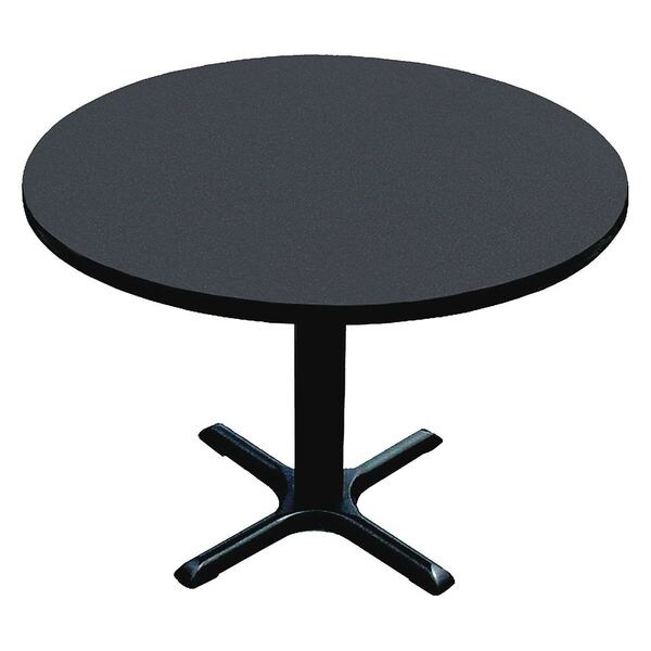 Round Cafe Bistro and Breakroom Pedestal Table, High Pressure Laminate Top, Black Granite