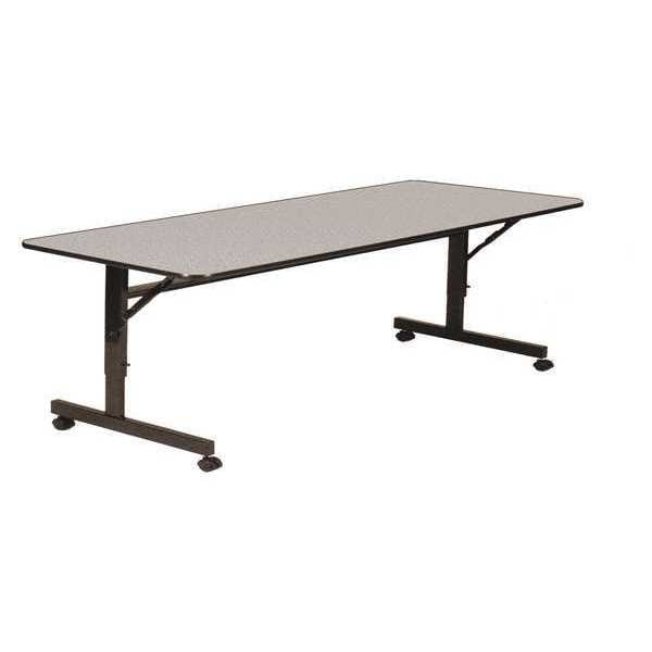Rectangle Deluxe Adjustable Height Flip Top Training Table, High Pressure Laminate Top, Walnut