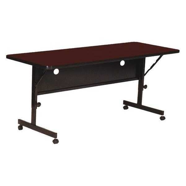 Rectangle Deluxe Adjustable Height Flip Top Training Table, High Pressure Laminate Top, Cherry