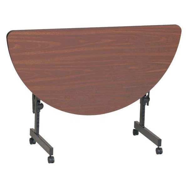 Half Round Deluxe Adjustable Height Flip Top Training Table, High Pressure Laminate Top, Walnut
