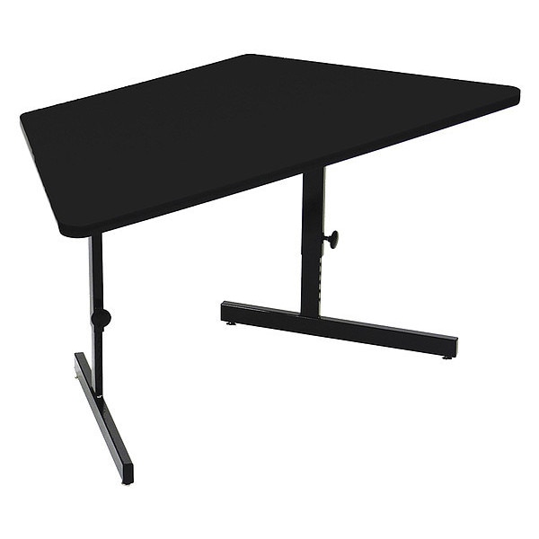 Trapezoidal Econoline Adjustable Height Computer Desk and Training Table, Black Granite