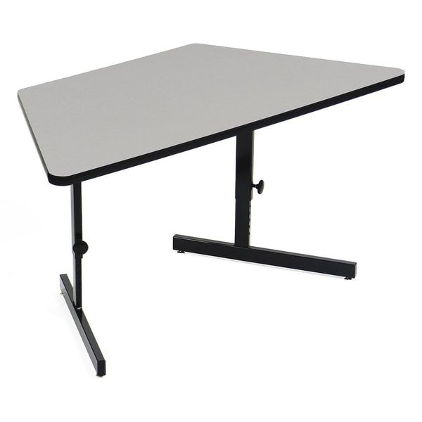 Trapezoidal Econoline Adjustable Height Computer Desk and Training Table, Gray Granite