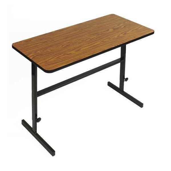 Workstation Desk Standing Height Workstation, 48" D X 34" to 42" H, 24" W X Medium Oak