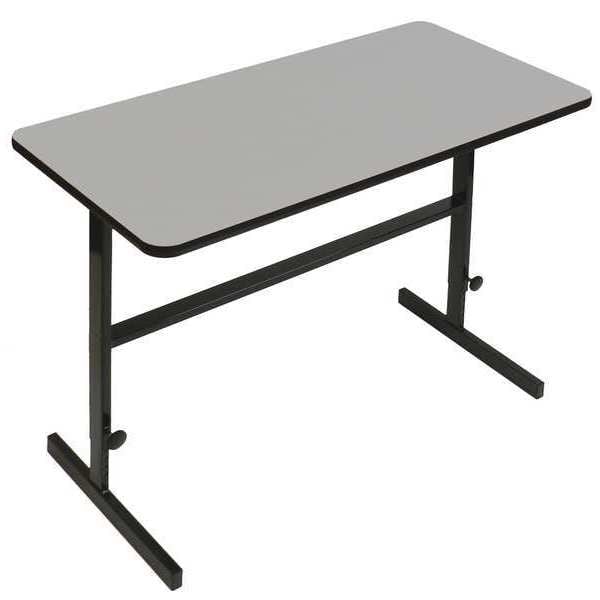 Workstation Desk Standing Height Workstation, 48" D X 34" to 42" H, 24" W X Gray Granite