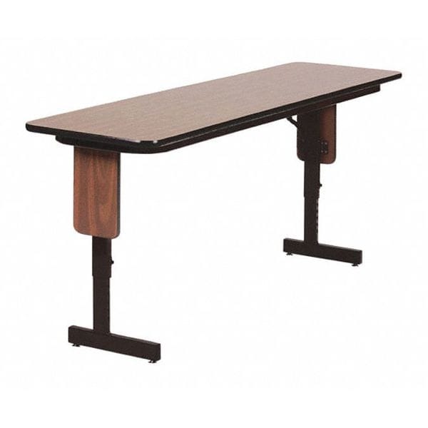 Rectangle Panel Leg Adjustable Height Folding Seminar Training Table, 18" W, 72" L, 29" H, Walnut