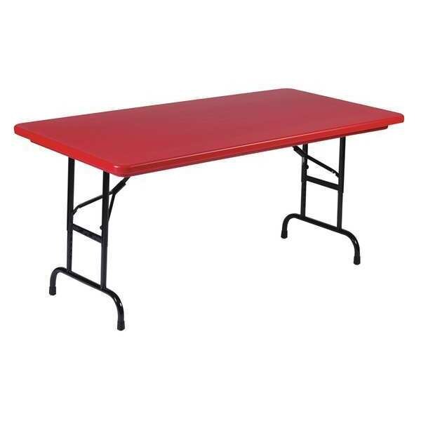 Rectangle Heavy Duty Commerical Adjustable Height Plastic Folding Table, 24" W, 48" L, 22" to 32" H