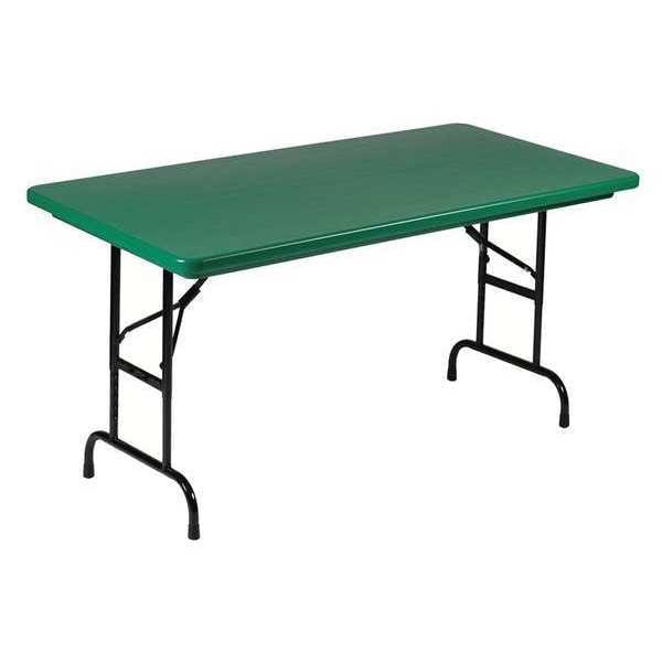 Rectangle Heavy Duty Commerical Adjustable Height Plastic Folding Table, 24" W, 48" L, 22" to 32" H
