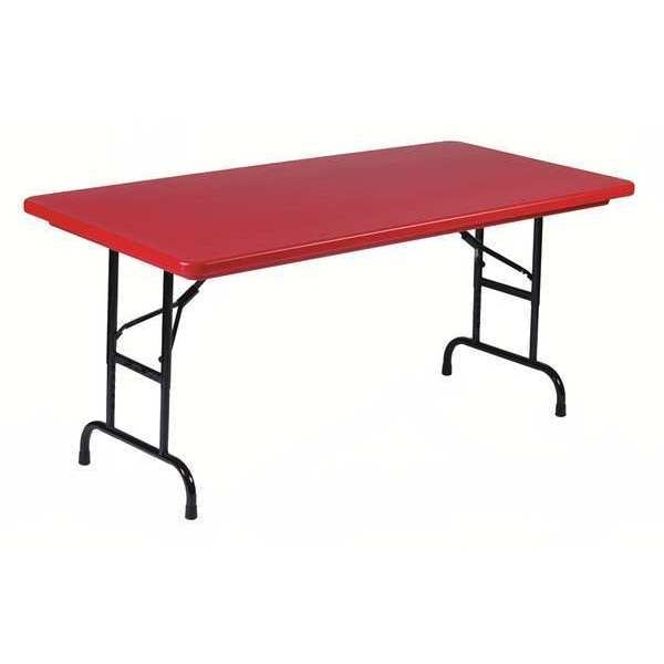 Rectangle Heavy Duty Commerical Adjustable Height Plastic Folding Table, 30" W, 60" L, 22" to 32" H
