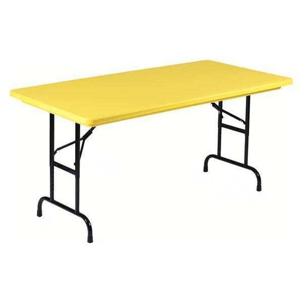 Rectangle Heavy Duty Commerical Adjustable Height Plastic Folding Table, 30" W, 60" L, 22" to 32" H
