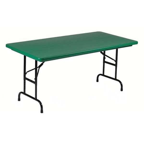 Rectangle Heavy Duty Commerical Adjustable Height Plastic Folding Table, 30" W, 60" L, 22" to 32" H