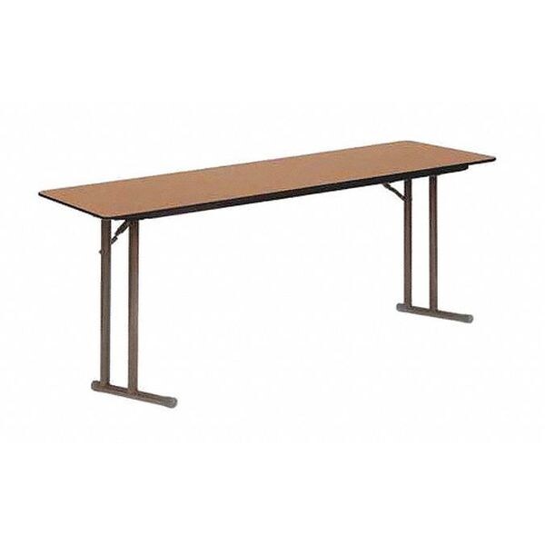 Rectangle Off Set Leg Folding Seminar Training Table, High Pressure Laminate Top, Medium Oak