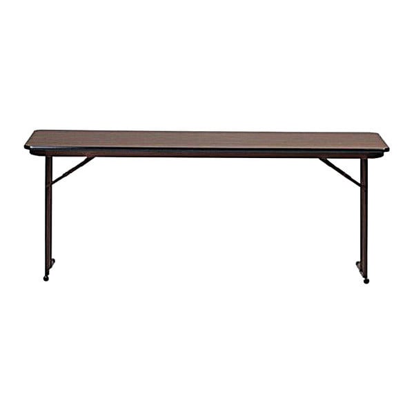 Rectangle Off Set Leg Folding Seminar Training Table, High Pressure Laminate Top, Walnut