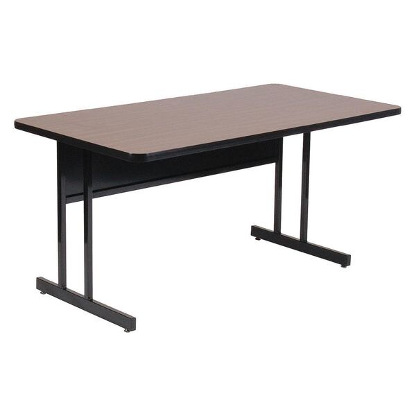 Rectangle Computer or Training Desk Height Work Station, 24" W, 48" L, 29" H, Walnut