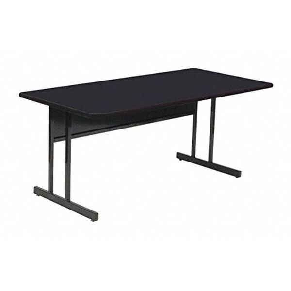 Trapezoid Computer or Training Desk Height Work Station, High Pressure Laminate Top, Black Granite