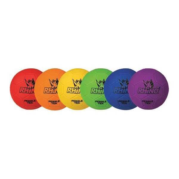 Rhino Skin Pebble Tek Soccer Ball Set, Multi Color, 8.5" dia, Size 4, PK6