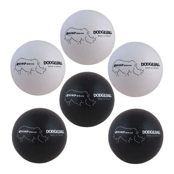 Rhino Skin Dodge Ball Set, 8", Blk/Wht, PK6