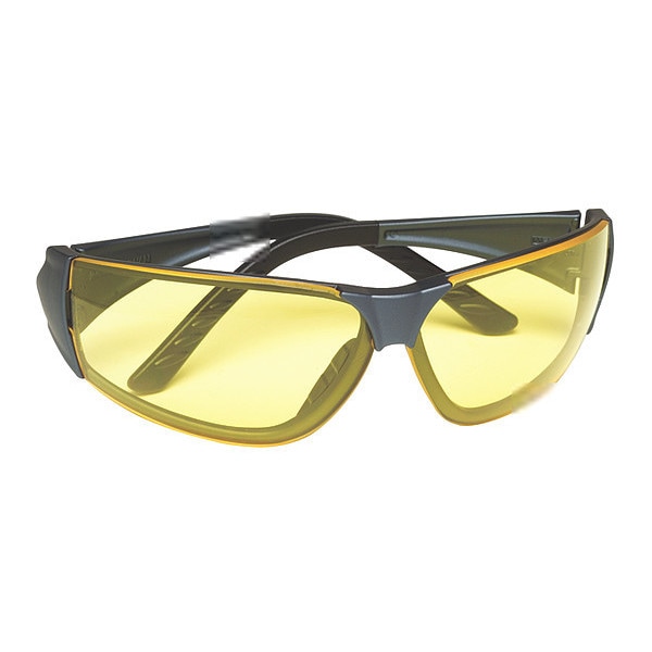 Easy Flex, Safety Glasses, Anti-Scratch, Amber Lens, Black Frame, Full-Frame