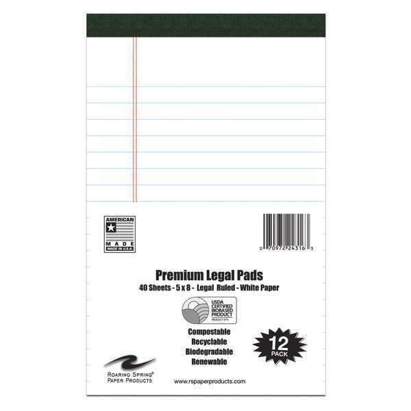 Case of Bio-Preferred Jr Legal Pads, 5"x8", 40 sheets/Pad, Premium Paper, Micro-Perforation Ruled, PK36