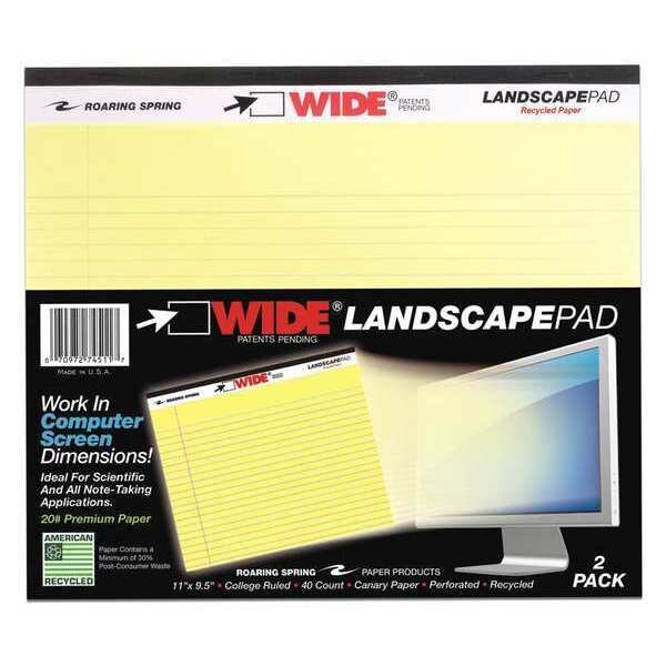 Case of Canary Landscape Notepads, 11"x9.5", 40 sht, College Ruled, Perforated, Portrait Orientation, PK36