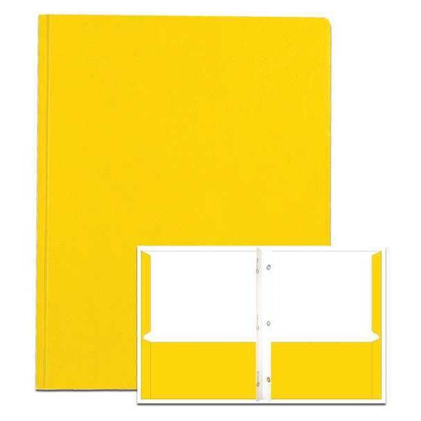 Case of Yellow Pocket Folders w/Prongs, 11.75"x9.5", Twin Pockets hold 25 sheets ea, 11 pt tag board, PK250