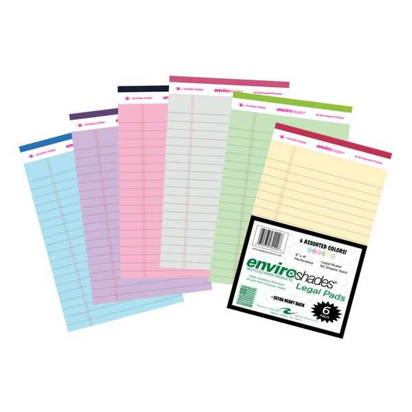 Case of Recycled Colored Legal Writing Pads, Mini Sized 5"x8", 50 Perforated Sheets 15lb Pastel Paper, PK72