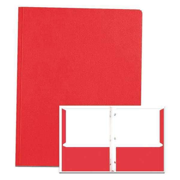 Case of Red Pocket Folders with Prongs, 11.75"x9.5", Twin Pockets hold 25 sheets ea, 11 pt tag board, PK250