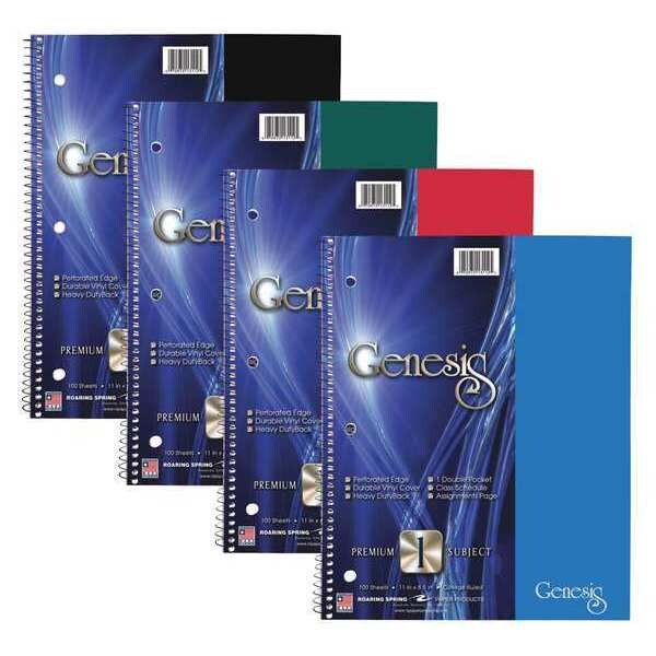 Case of Genesis WB 1 Subject 1 Pkt Notebooks, 11"x9", 100 sht, Asstd Covers, College Ruled w/Margin, PK12