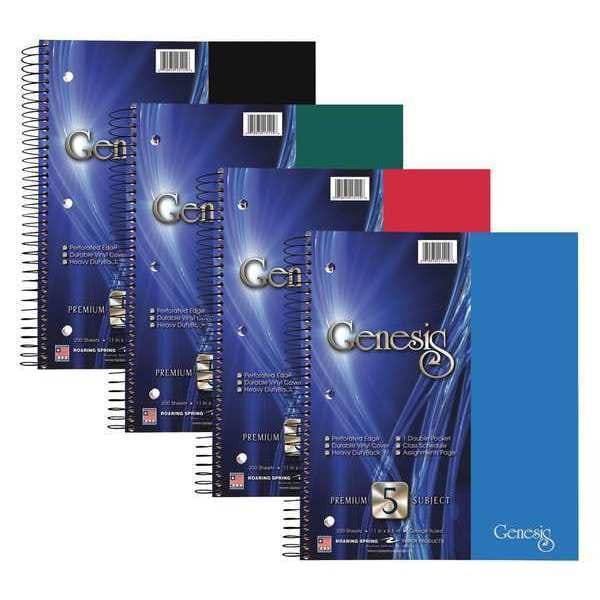 Case of Genesis WB 5 Subject 1 Pkt Notebooks, 11"x9", 200 sht, Asstd Covers, College Ruled w/Margin, PK12
