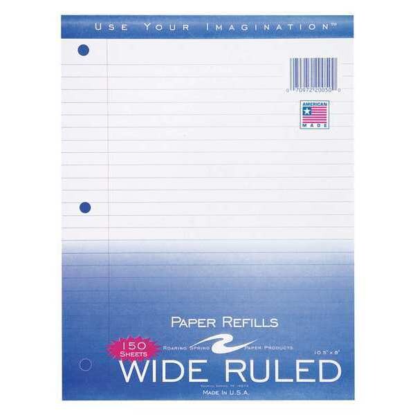 Case of Loose Leaf Paper, 150 Sheets/Pack, 8"x10.5" Wide Ruled Filler Paper w/Margin, 3-hole Punched